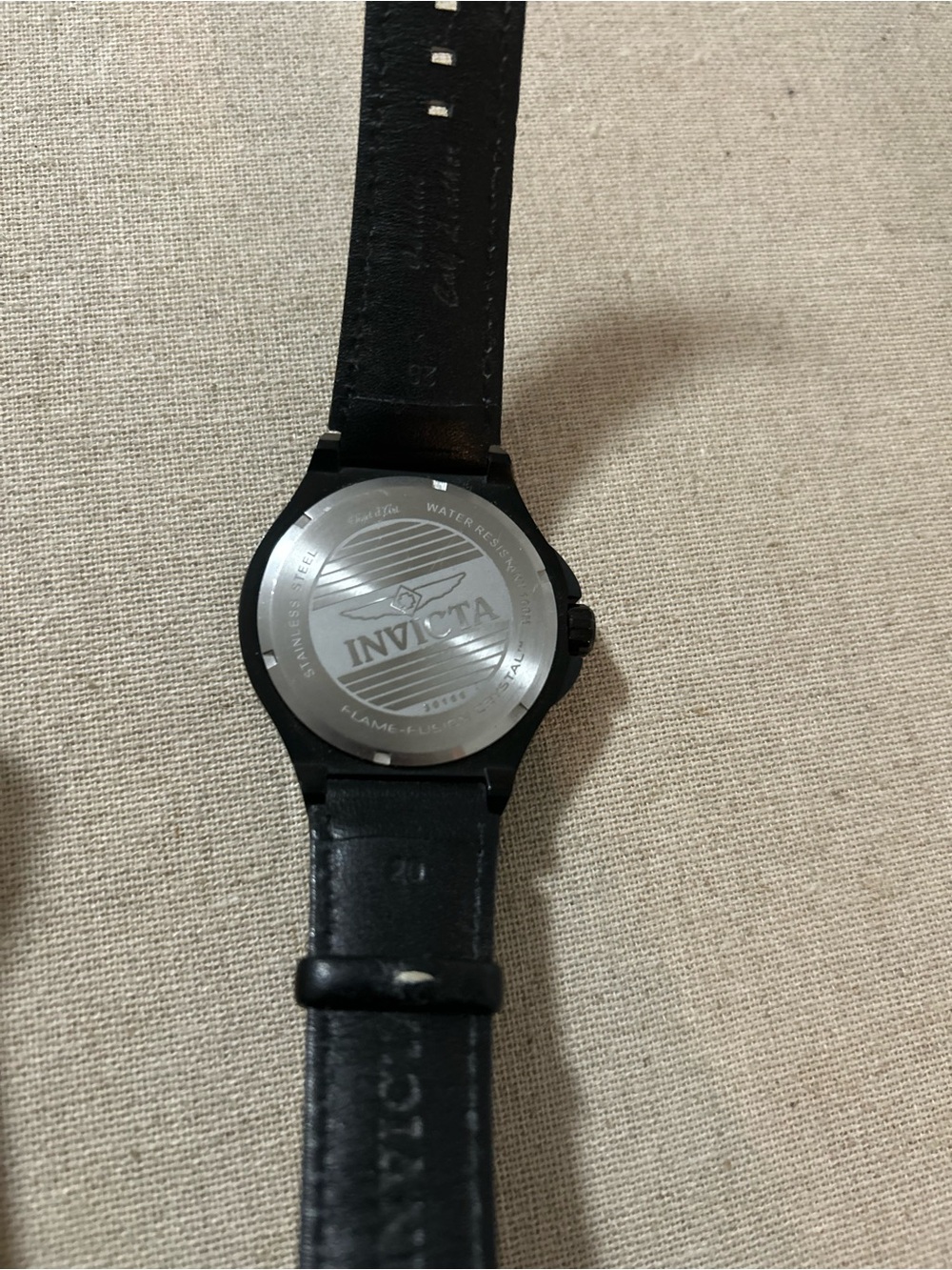 Black Men’s Day-Date Wristwatch with Leather Strap - Picture 8 of 8